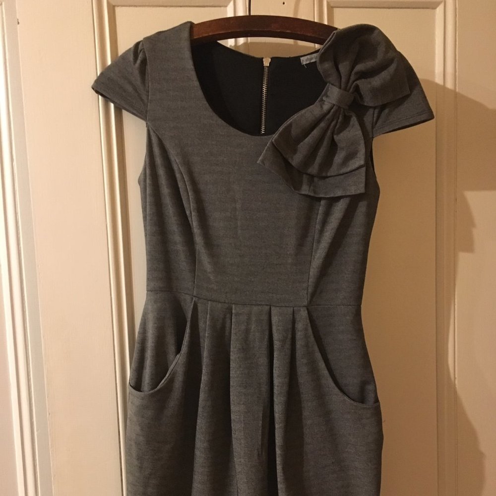 Grey Charlotte Russe Dress with Bow, Size S